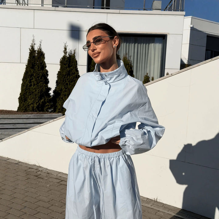 Women’s casual two-piece set made of flowing fabric with wide leg Mune Fashion