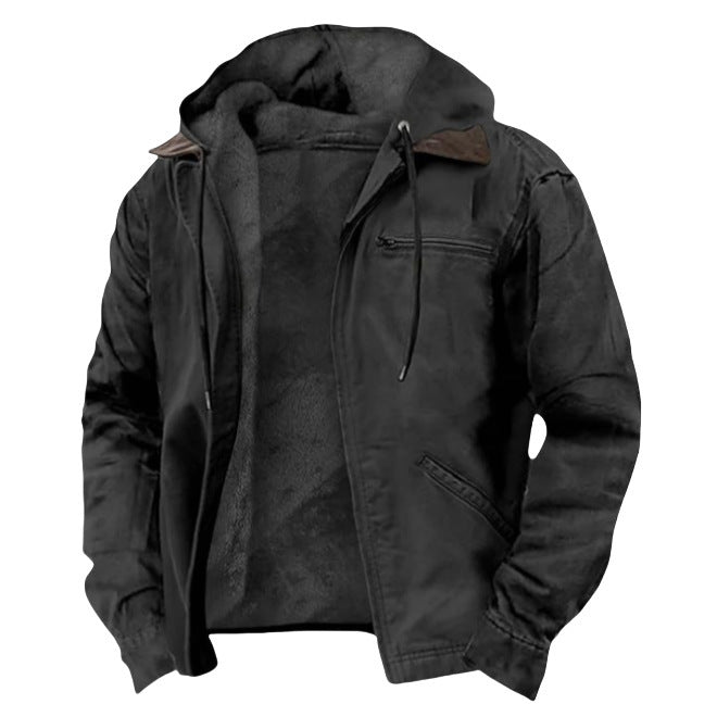 Men's padded hoodie jacket with teddy lining and durable canvas outer layer Mune Fashion