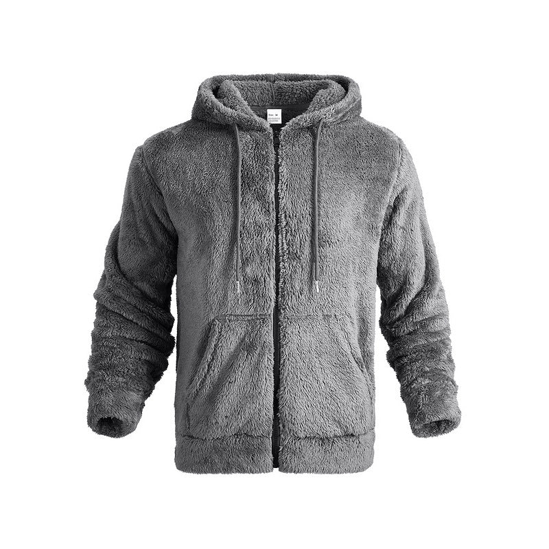 Men's cozy Sherpa hoodie jacket with full zip and kangaroo pockets Mune Fashion