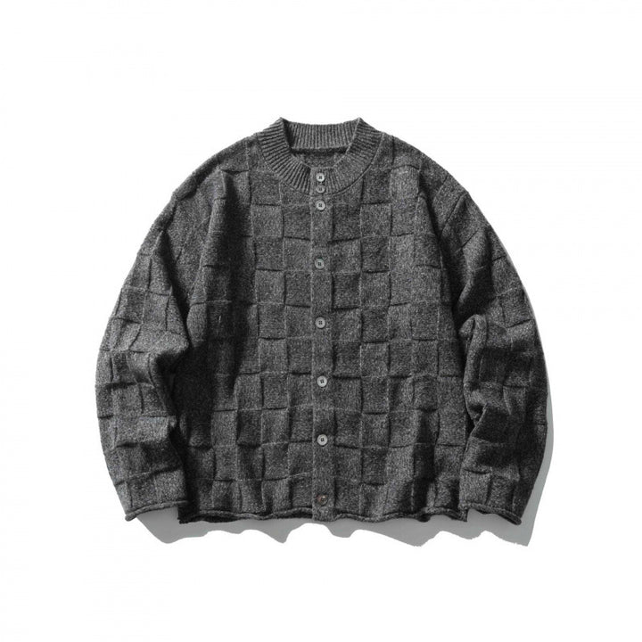 Unisex Structured Boxy Cardigan with Check Pattern Mune Fashion