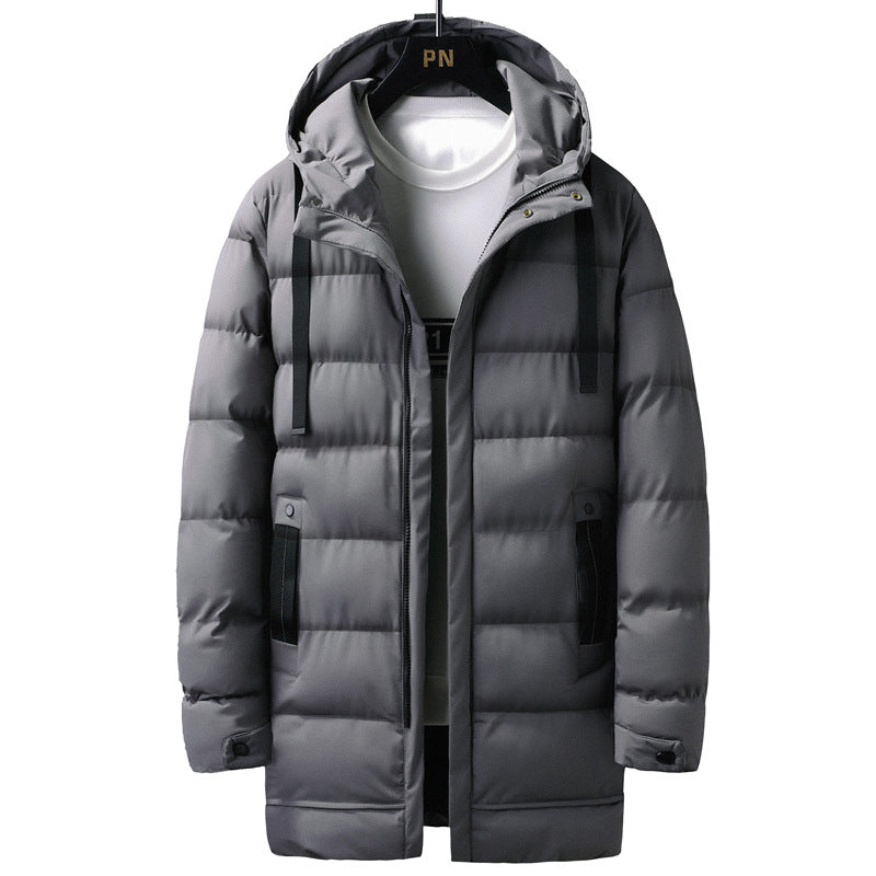 Men's Long Quilted Thermal Parka with Hood, Zipper & Utility Pockets Mune Fashion