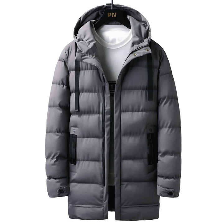 Men's Long Quilted Thermal Parka with Hood, Zipper & Utility Pockets Mune Fashion