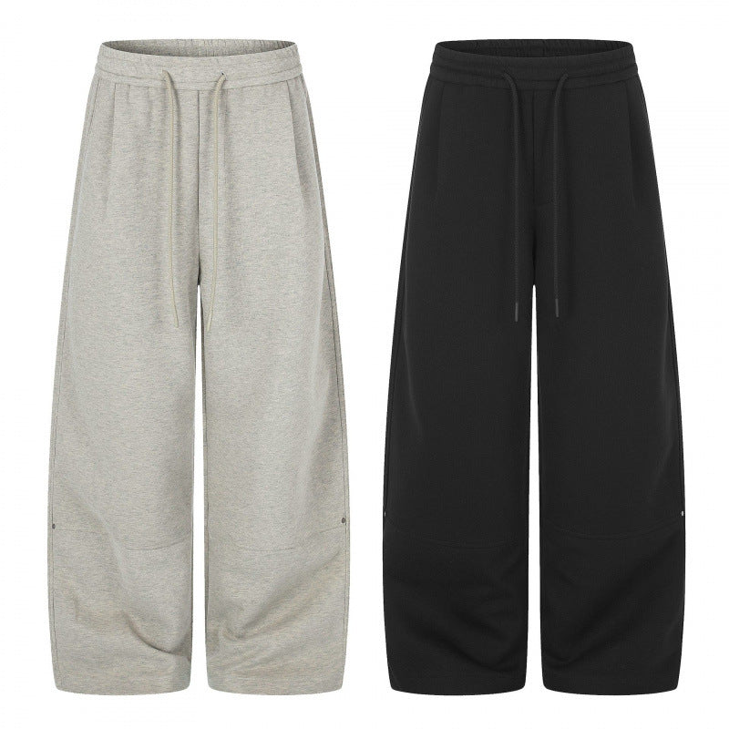 Women's Wide Culotte Sweatpants with High Waist, Drawstring and Cropped Length Mune Fashion