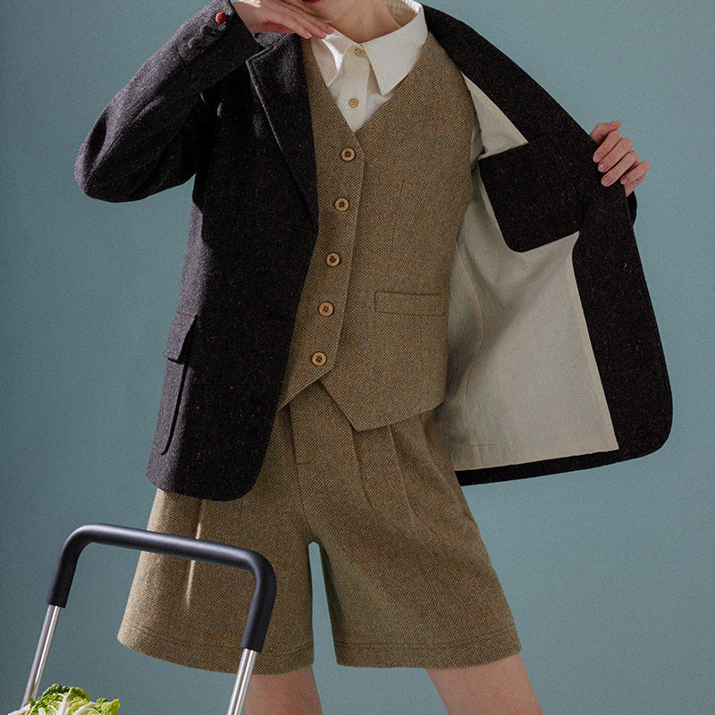 Women Elegant Tweed Blazer with Structure Mune Fashion