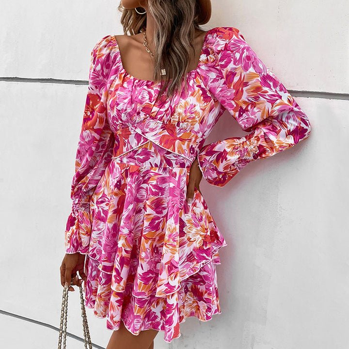 Women Playful Floral Dress with Ruffles Mune Fashion