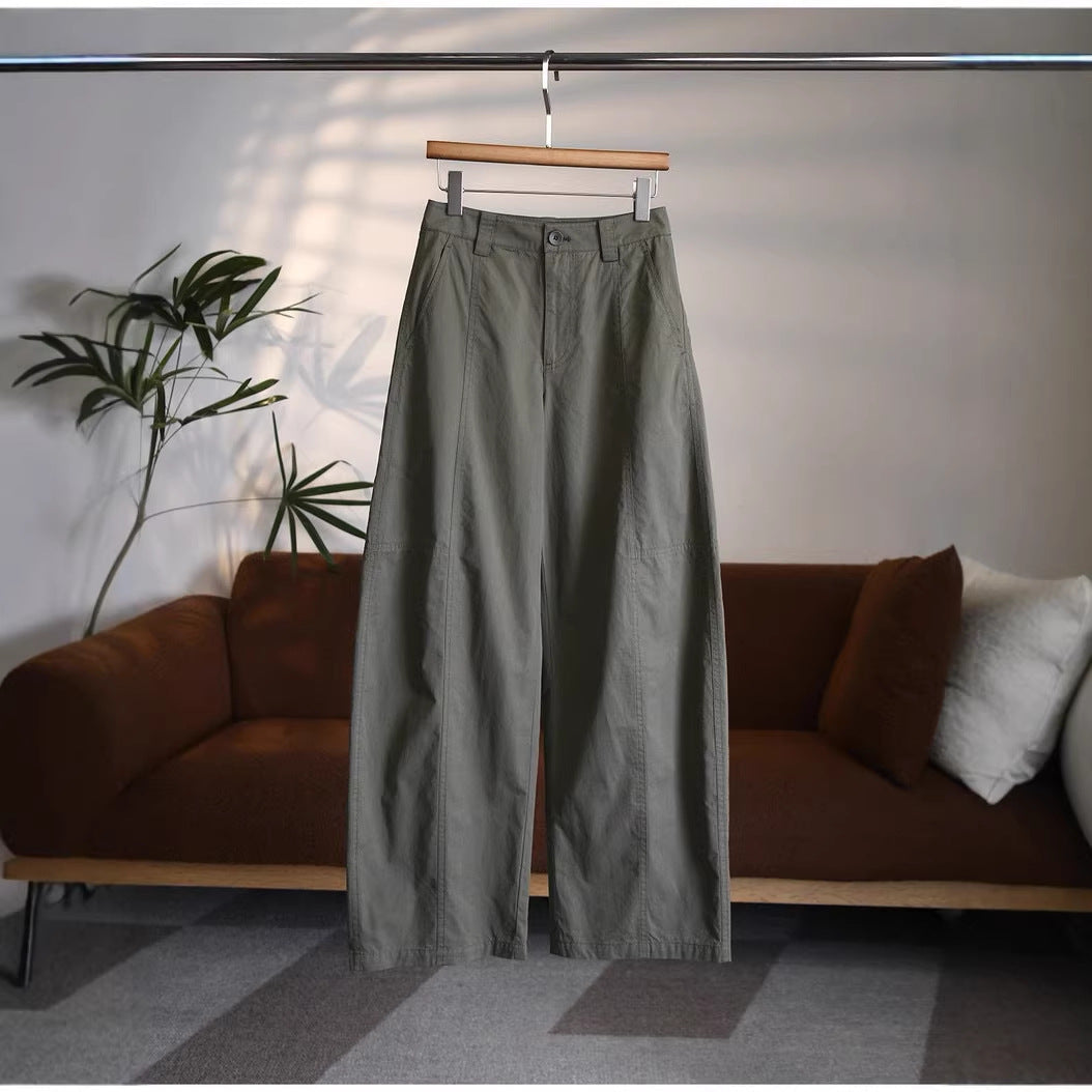 Ladies High Waisted Fabric Pants Mune Fashion