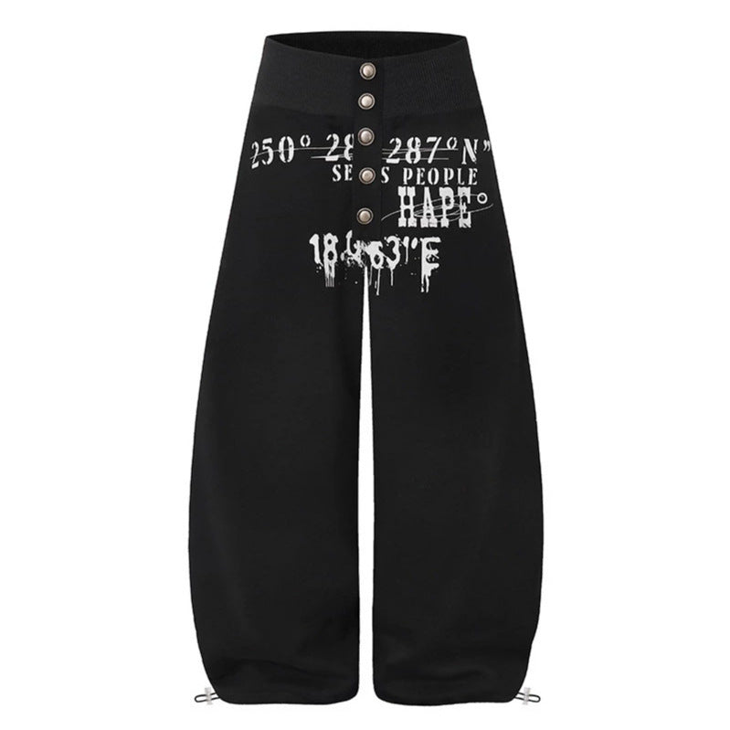 Women's culotte lounge pants with high ribbed waistband, front decorative button placket and adjustable hem Mune Fashion