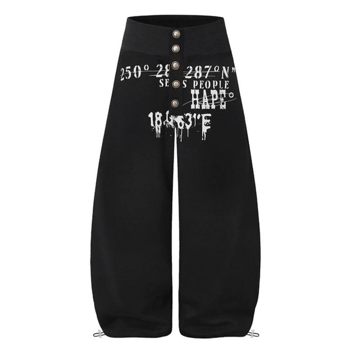 Women's culotte lounge pants with high ribbed waistband, front decorative button placket and adjustable hem Mune Fashion