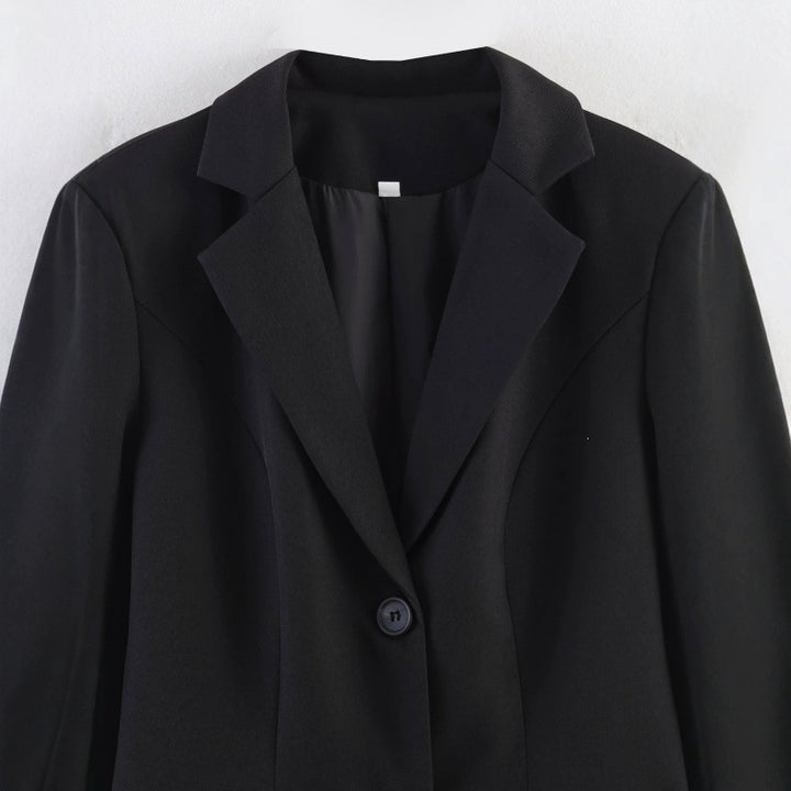 Women tailored blazer with lace trim and flared hem Mune Fashion