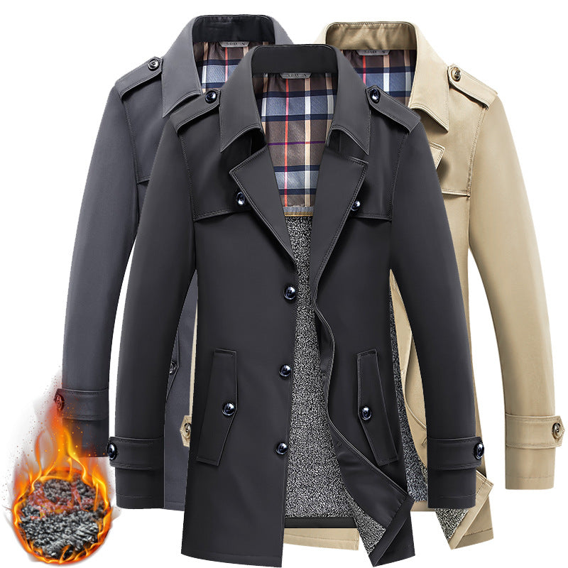 Men's Modern Short Coat in Trench Look with Checked Lining and Utility Pockets Mune Fashion