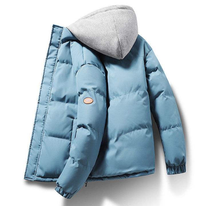 Men's short cut quilted insulation jacket with integrated hood layer and drawstring hem Mune Fashion