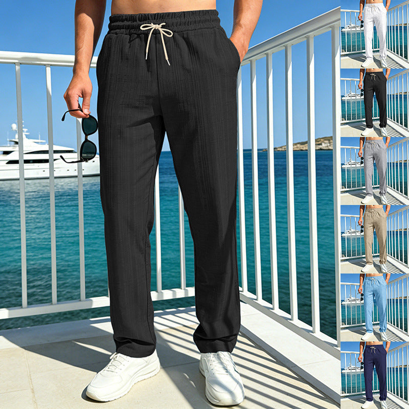 Men's maritime leisure pants with tonal ribbed structure, drawstring & side pockets Mune Fashion