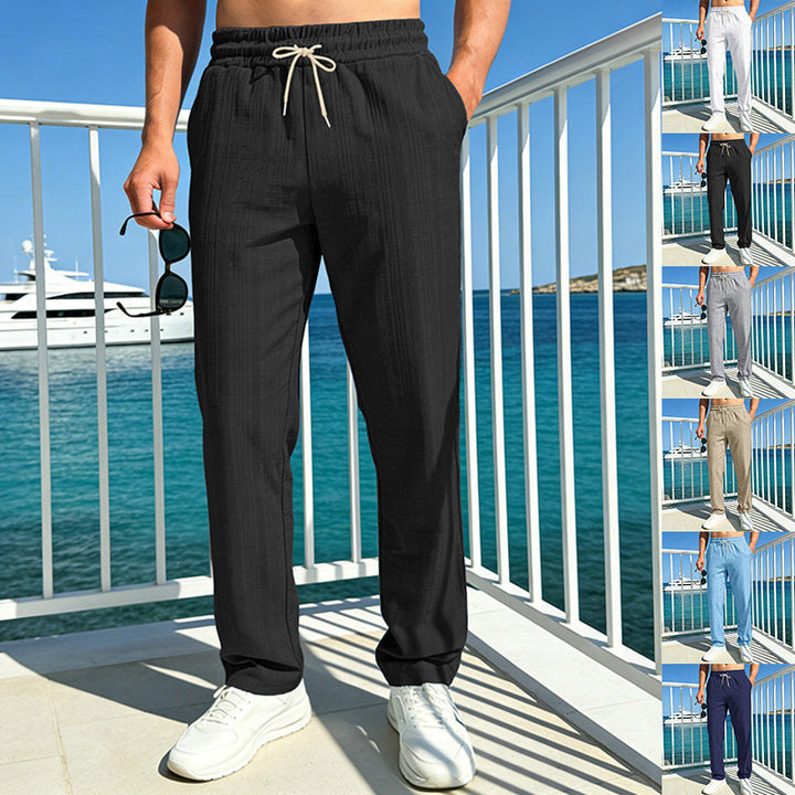 Men's maritime leisure pants with tonal ribbed structure, drawstring & side pockets Mune Fashion