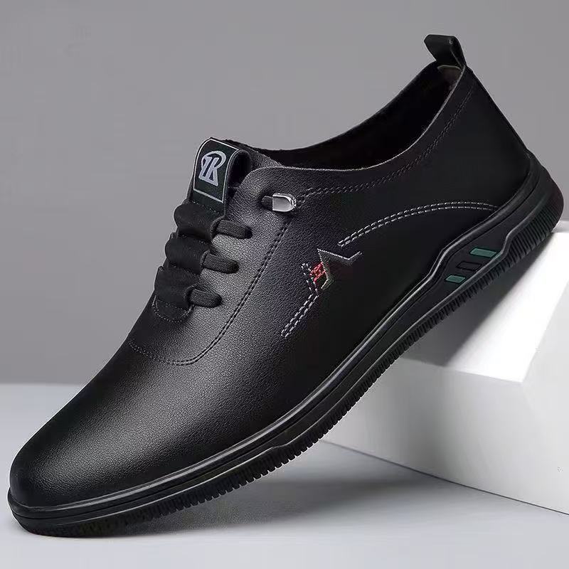 Men's Elegant Lightweight Lace-Up Casual Shoe with Leather Look Mune Fashion