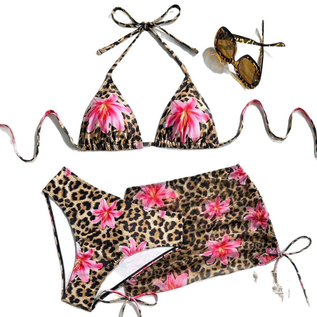 Women's Triangle Bikini with Transparent Wrap Skirt Mune Fashion