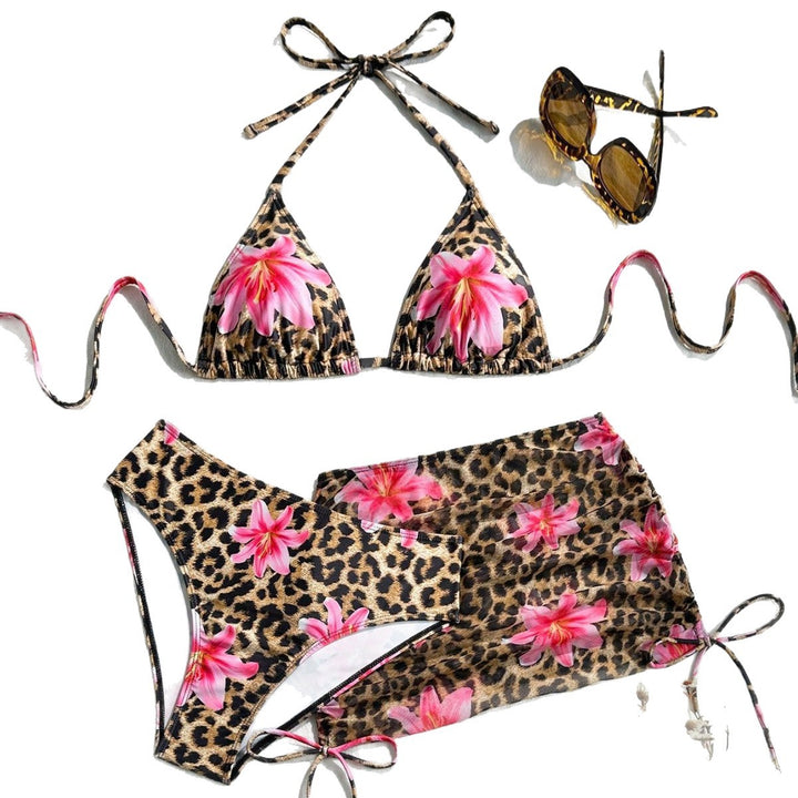 Women's Triangle Bikini with Transparent Wrap Skirt Mune Fashion