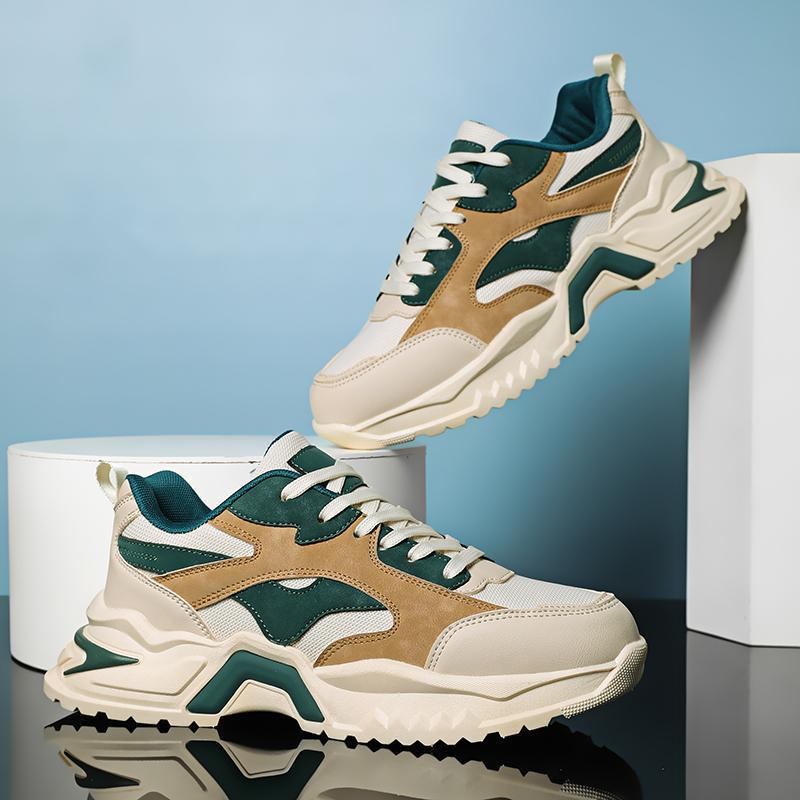 Men's Chunky Retro Sneaker with Wave Overlay and Sturdy Profile Sole Mune Fashion
