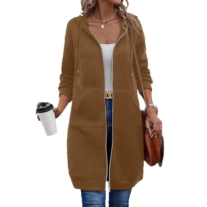 Women's Long Hooded Coat with Pockets