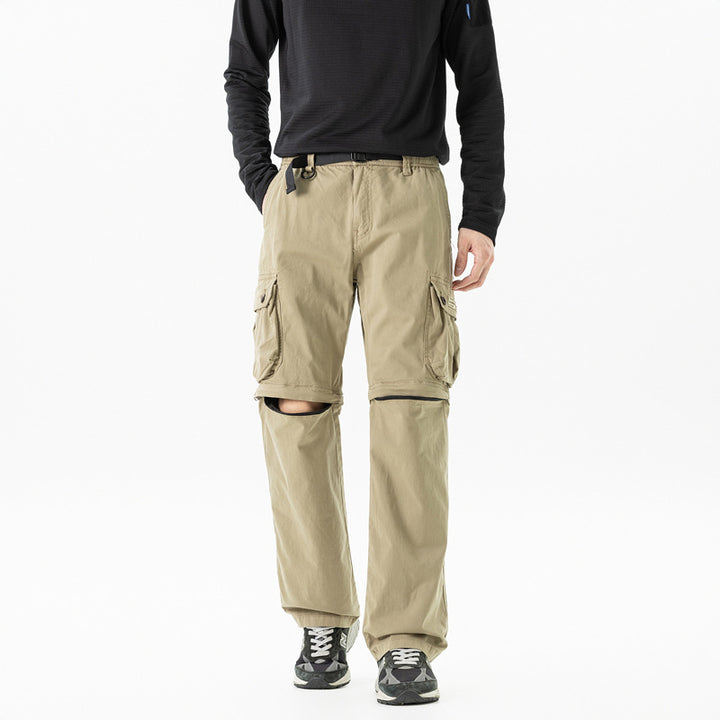 Herren Abnehmbare Cargo-Zip-Hose mit Reißverschluss-Bein, Multifachtaschen und integriertem Gürtel Mune Fashion