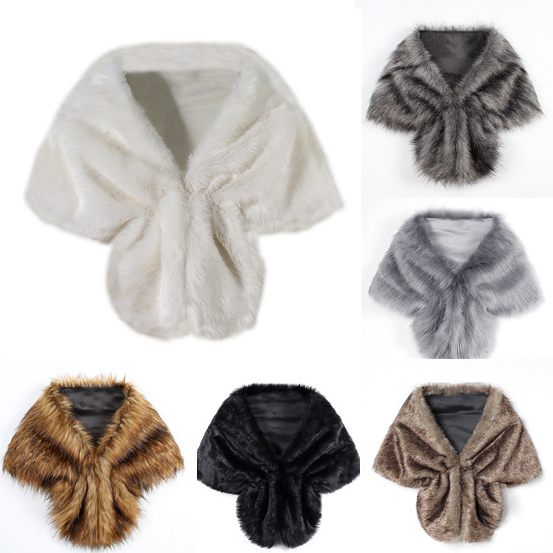 Women's elegant faux fur shoulder stole in capelet cut Mune Fashion