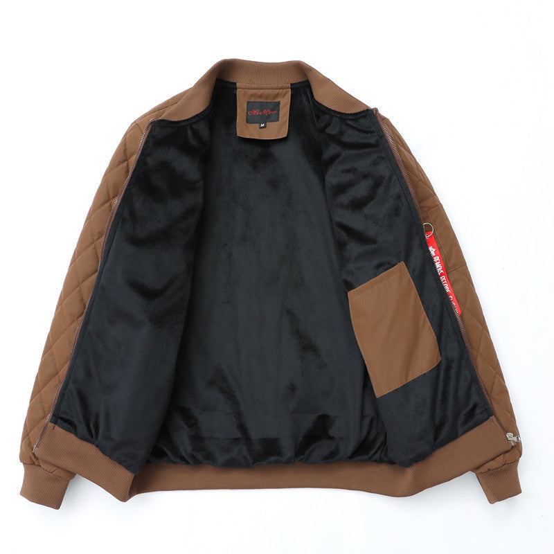 Men's Quilted Bomber Jacket with Diamond Pattern and Arm Pocket Mune Fashion
