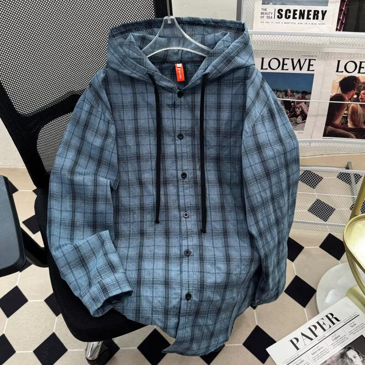 Women's URBAN CHECK HOODIE WITH BUTTON DETAILS Mune Fashion