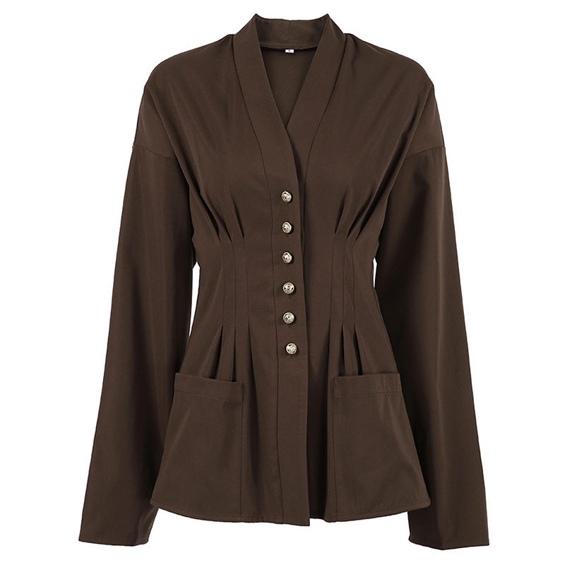 Women's tailored corset blazer with decorative button placket Mune Fashion