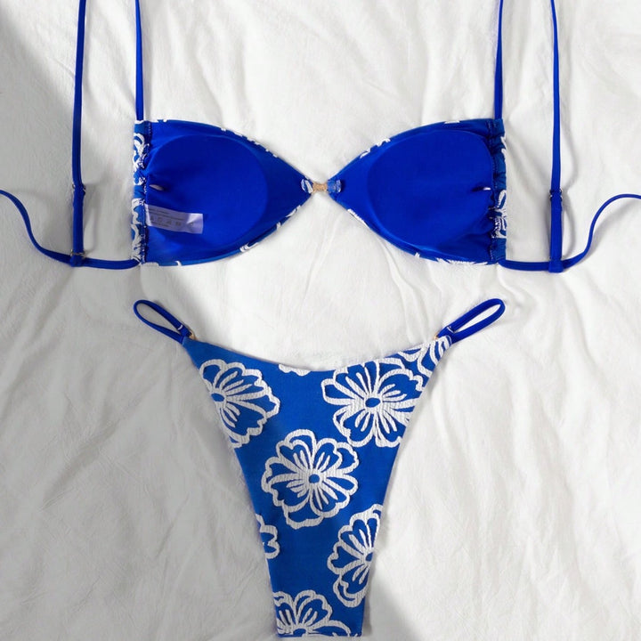 Women's triangle bikini with floral design and adjustable straps Mune Fashion