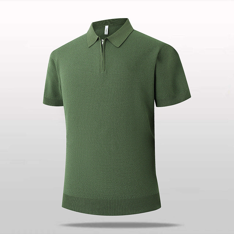 Men's Short Sleeve Polo Shirt with Zipper Mune Fashion
