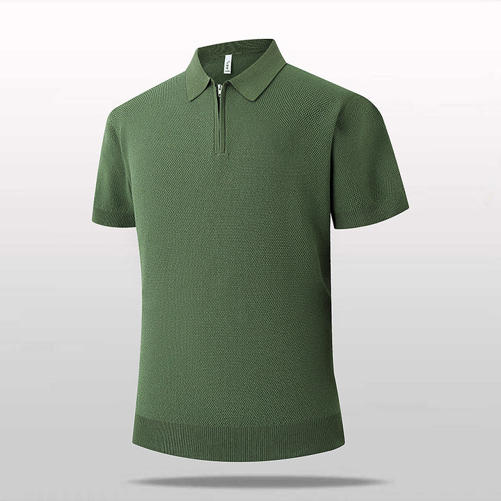 Men's Short Sleeve Polo Shirt with Zipper Mune Fashion