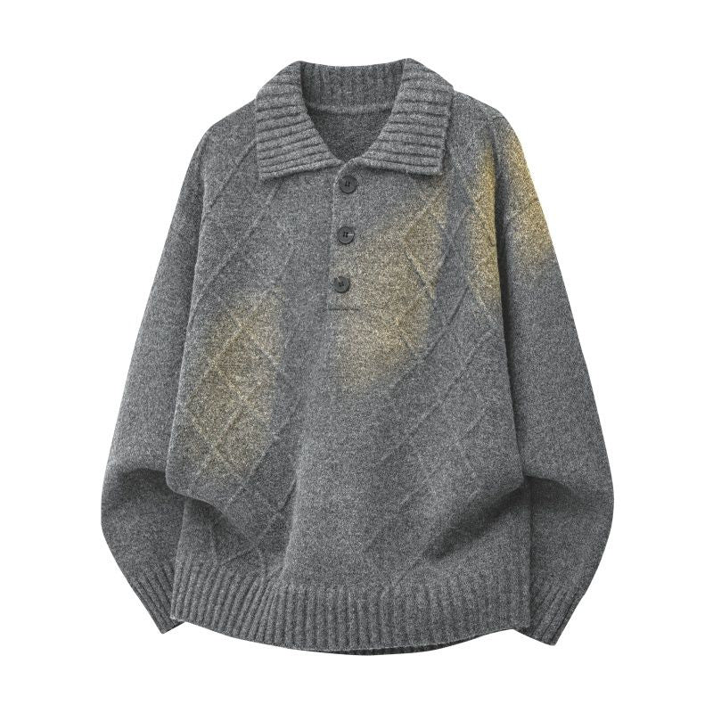 Women’s knit pullover with polo collar and diamond texture Mune Fashion