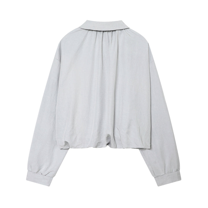 Women’s short-cut bomber jacket with shirt collar, concealed zipper and elastic hem Mune Fashion