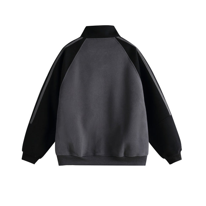 Unisex Oversize College Track Jacket with Stand-up Collar and Raglan Sleeves Mune Fashion