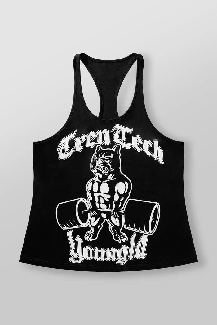 Men's form-fitting fitness tank top with bulldog graphic and extra deep armholes Mune Fashion