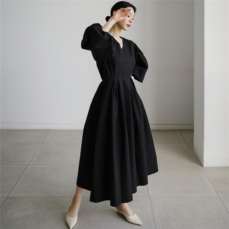 Women's maxi dress with wide balloon sleeves and side pockets Mune Fashion