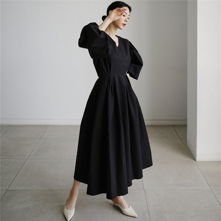 Women's maxi dress with wide balloon sleeves and side pockets Mune Fashion