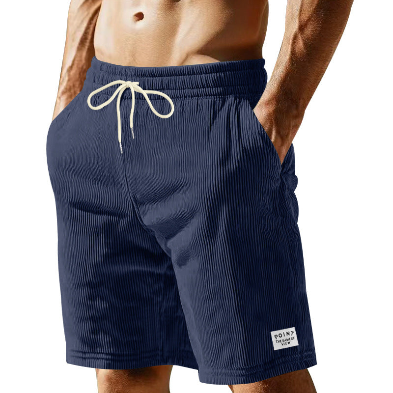 Men's knee-length lounge shorts in ribbed structure jersey with elastic drawstring waistband and patch pockets Mune Fashion