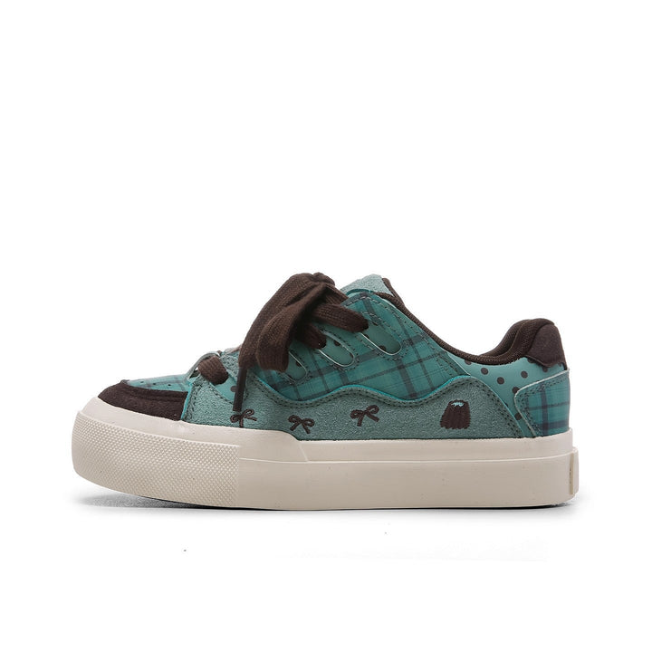 Women's sneakers with cute grid design and thick sole Mune Fashion