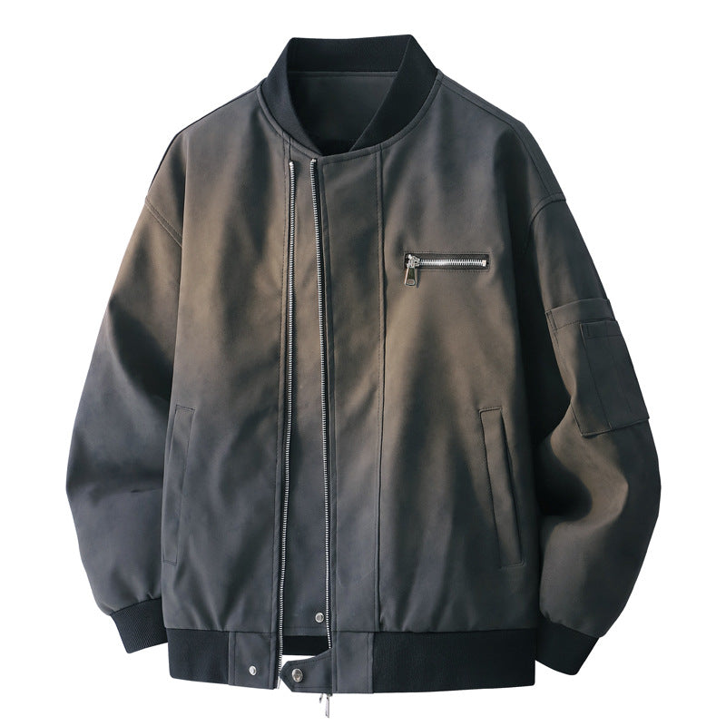 Men's Oversize Bomber Jacket in Utility Look with Arm Pocket, Ribbed Cuffs & Concealed Zipper Mune Fashion