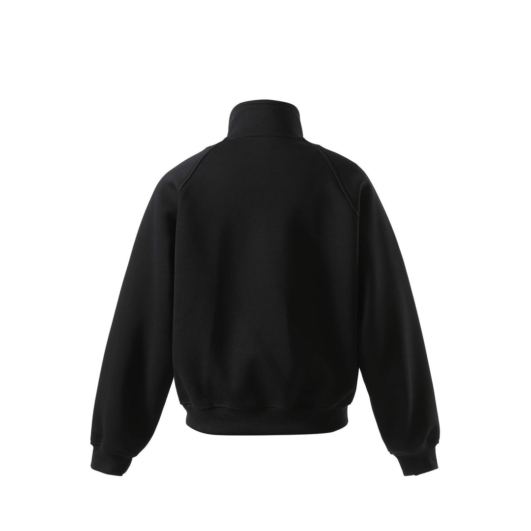 Unisex Short Cut Sweat Jacket with High Stand-Up Collar and Snap Closure Mune Fashion