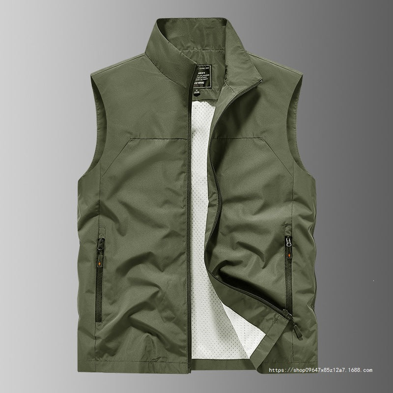 Men's Breathable Utility Vest with Mesh Lining, wind & water repellent exterior & zippered pockets Mune Fashion