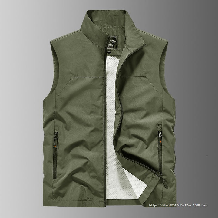 Men's Breathable Utility Vest with Mesh Lining, wind & water repellent exterior & zippered pockets Mune Fashion