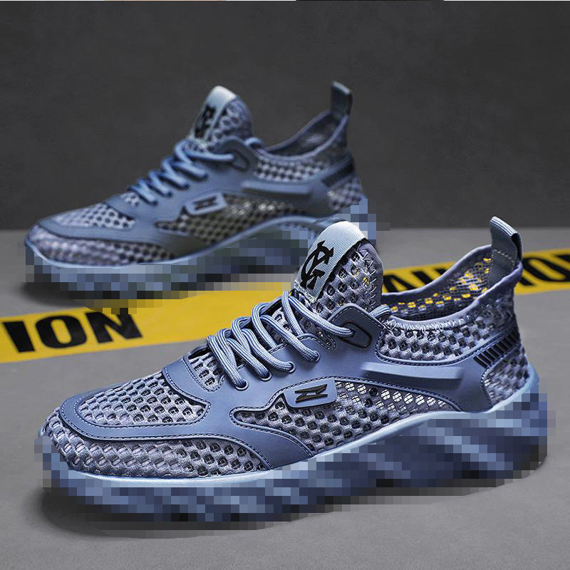 Men's Breathable Mesh Casual Sneakers with Textured Wave Platform Sole Mune Fashion