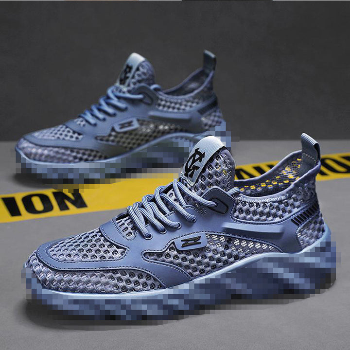 Men's Breathable Mesh Casual Sneakers with Textured Wave Platform Sole Mune Fashion