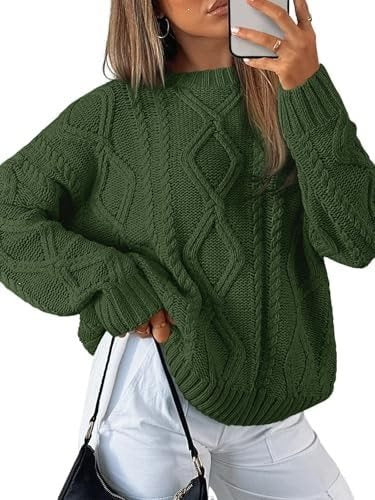 Women's chunky knit sweater in cable pattern with casual oversized cut Mune Fashion