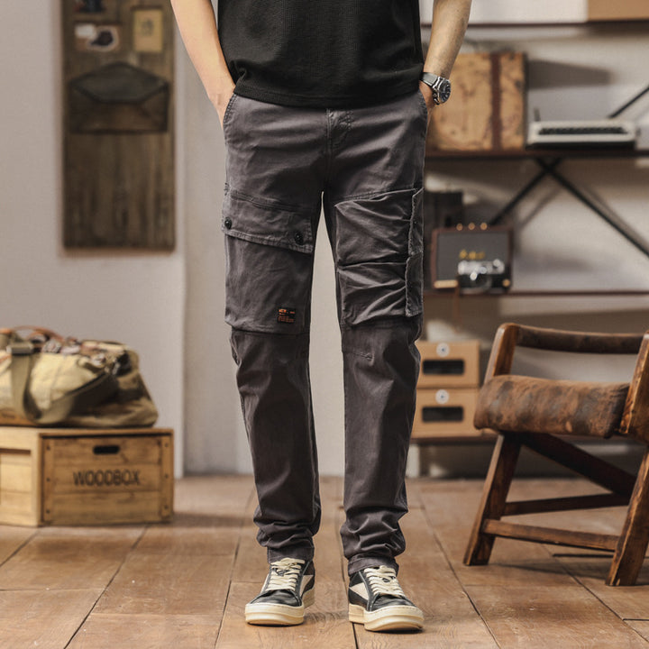 Men's Robust Canvas Cargo Pants with Elastic Waistband, Knee Panels and Flap Pockets Mune Fashion