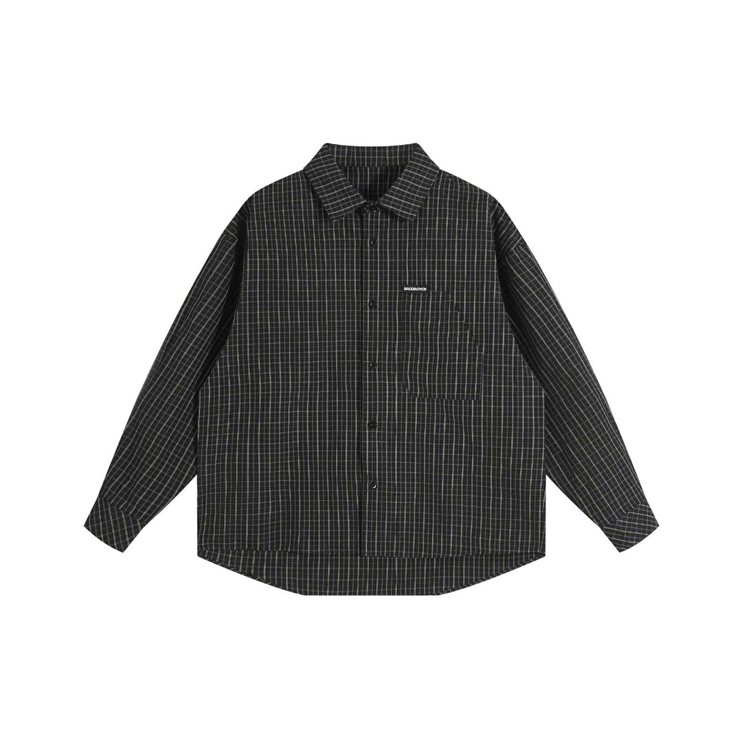 Unisex Boxy Shirt Jacket in oversized boxy cut with Kent collar, breast pocket, and extended back hem Mune Fashion