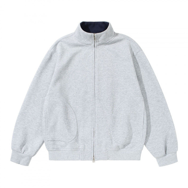 Unisex sweatshirt jacket with stand-up collar, oversized fit and round in-seam pockets Mune Fashion