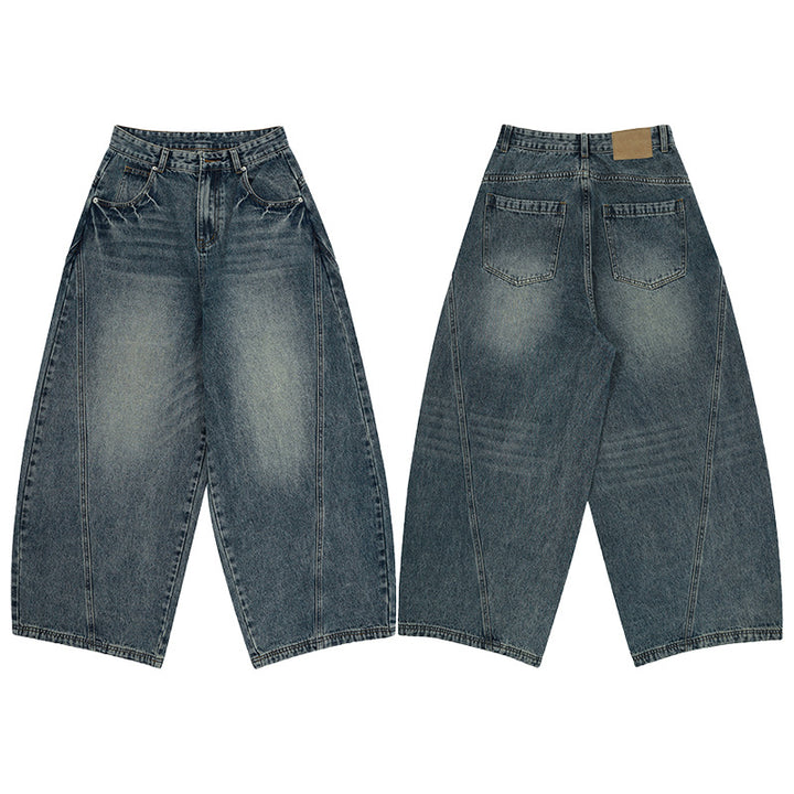 Unisex extra wide denim pants in sculpted baggy cut with low crotch Mune Fashion