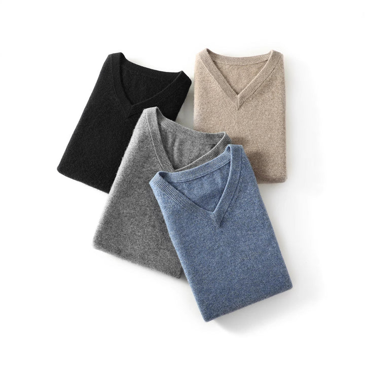 Men's Fine V-Neck Knit Vest Made of Merino Blend with Ribbed Hem Mune Fashion